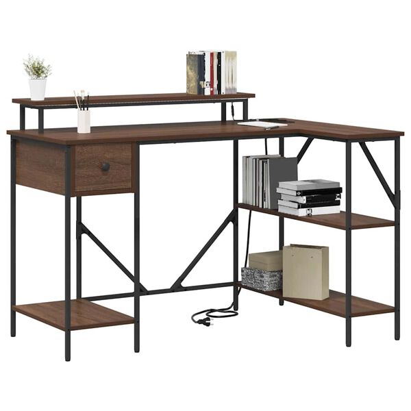 vidaXL Stalas Rudas ąžuolas 120 x 79 x 86,5 cm Apdirbta mediena