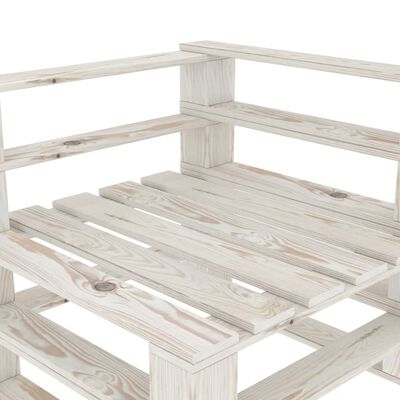 vidaXL Sodo baldų komplektas iš palečių, 8 dalių, baltas, mediena