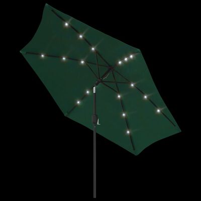 vidaXL Gembinis skėtis su LED, žalios spalvos, 3m