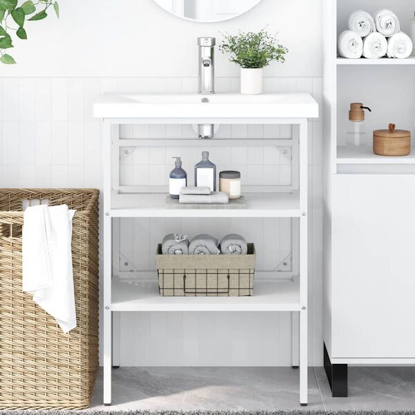 vidaXL Vonios kambario praustuvo rėmas, baltas, 59x38x83cm, geležis