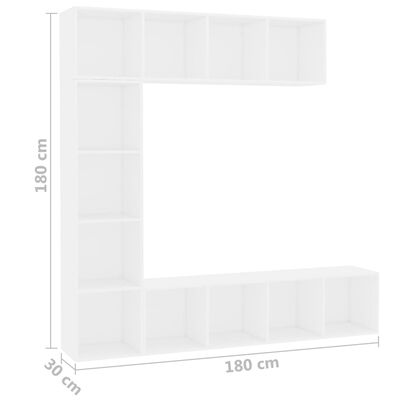 vidaXL Spintelių knygoms/televizoriui rinkinys, 3 dalių, 180x30x180 cm