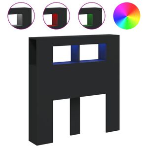 vidaXL LED galvūgalis, juodas, 100x18,5x103,5cm, apdirbta mediena