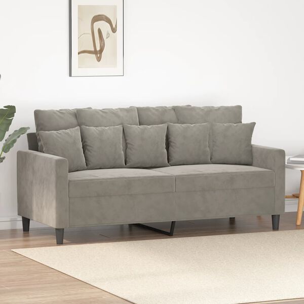 vidaXL Dvivietė sofa, &scaron;viesiai pilkos spalvos, 140cm, aksomas