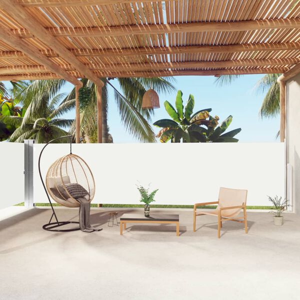 vidaXL Ištraukiama šoninė pertvara, kreminės spalvos, 160x1000cm