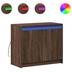 vidaXL &Scaron;oninė spintelė su LED, ruda ąžuolo, 72x34x61cm, mediena