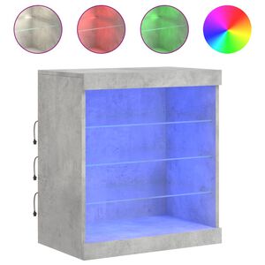 vidaXL &Scaron;oninė spintelė su LED lemputėmis, betono pilka, 60,5x37x67cm