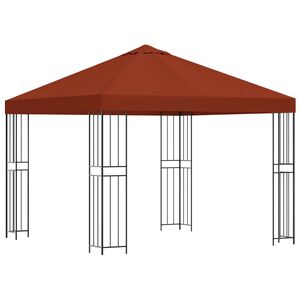 vidaXL Pavėsinė 3 x 3 m Terakotos Poliesteris ir plienas 190 gsm