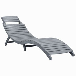 vidaXL Saulės gultas, baltintos pilkos spalvos, akacijos masyvas