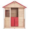 vidaXL Vaikų žaidimų namelis, raudonas, eglės mediena