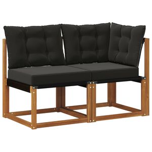 vidaXL Lauko vidurinė ir kampinė sofa su pagalve 2 Vienetas Natūrali
