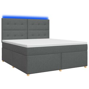 vidaXL Spyruoklinė lova su čiužiniu Tamsiai pilka 140 x 190 cm Audinys