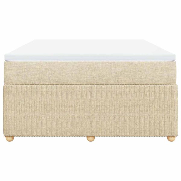 vidaXL Lova su spyruoklėmis ir čiužiniu, kreminė, 140x200 cm, audinys