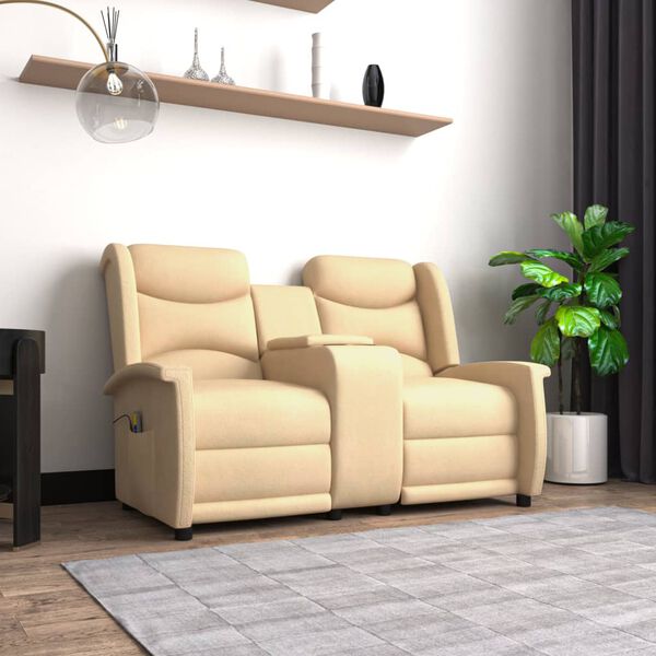 vidaXL Dvivietis atlo&scaron;iamas masažinis krėslas, kreminis