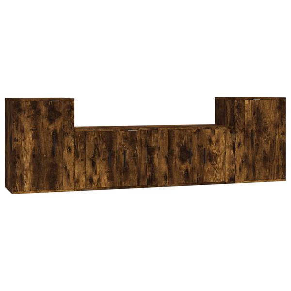 vidaXL TV spintelių komplektas, 4 dalių, dūminio ąžuolo, mediena