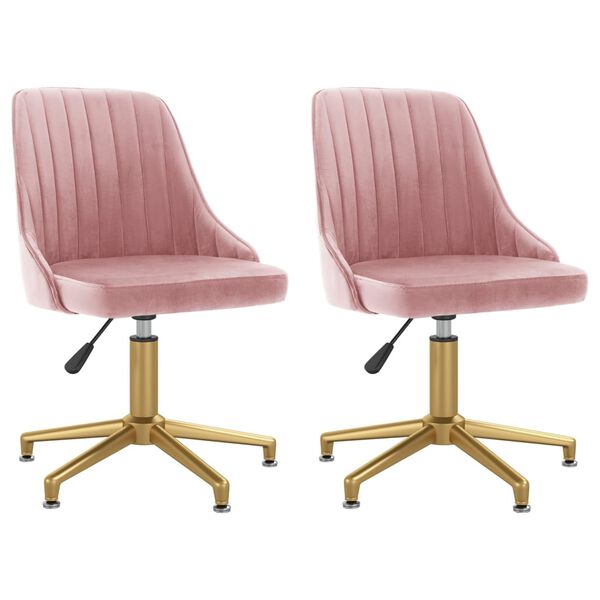 vidaXL Pasukamos valgomojo kėdės, 2vnt., rožinės spalvos, aksomas