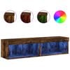 vidaXL TV spintelės su LED lemputėmis, 2vnt., dūminės, 60x30x30cm