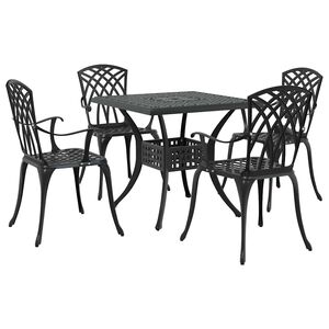 vidaXL Sodo stalo komplektas 5 pcs Juoda Liejamasis aliuminis