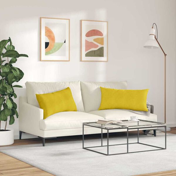 vidaXL Sofa Pagalvės 2 pcs Geltona 80 x 40 cm Kordūrinis audinys