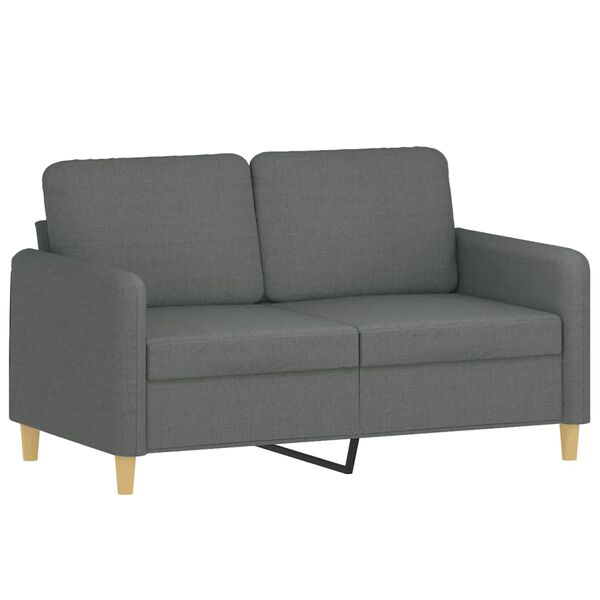 vidaXL Dvivietė sofa su pagalvėlėmis, tamsiai pilka, 120cm, audinys