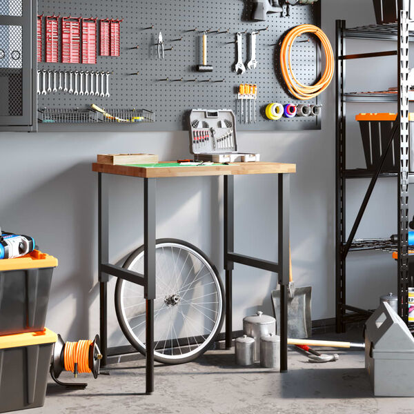 vidaXL Darbastalis, 80x60x(73-99,5)cm, bukmedis, stačiakampis