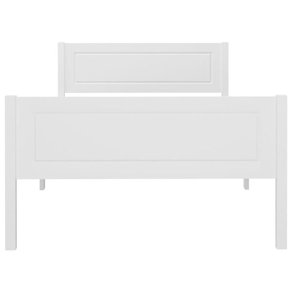 vidaXL Lovos rėmas, baltos spalvos, 90x200cm, pušies medienos masyvas