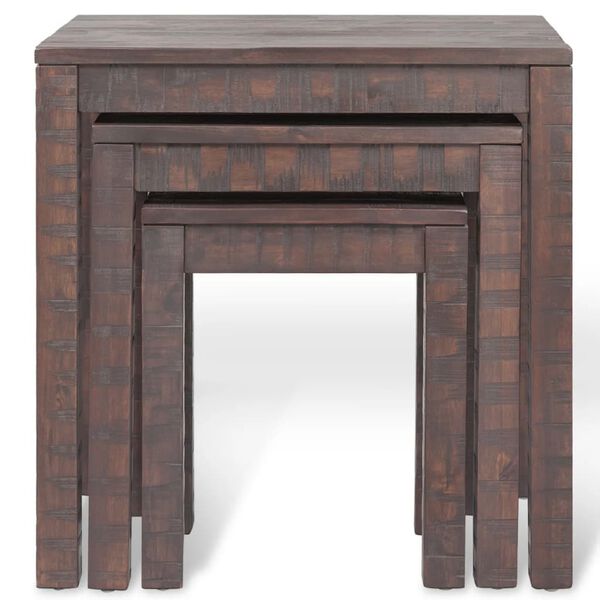 vidaXL 3 sustumiami staliukai, masyvi akacijos mediena