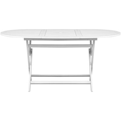 vidaXL Sodo stalas, 160x85x75cm, baltos sp., akacijos med. masyvas