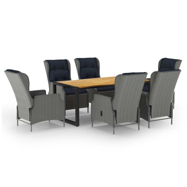 vidaXL Sodo valgomojo komplektas, 7 dalių, &scaron;viesiai pilkas