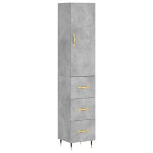 vidaXL Komoda, betono pilkos spalvos, 34,5x34x180cm, apdirbta mediena