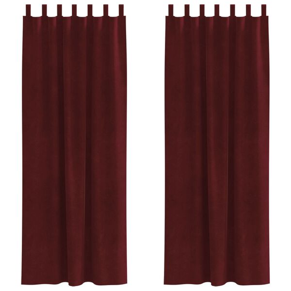 vidaXL Užtemdymo užuolaidos 2 pcs Vyno raudona 140 x 260 cm Aksomas