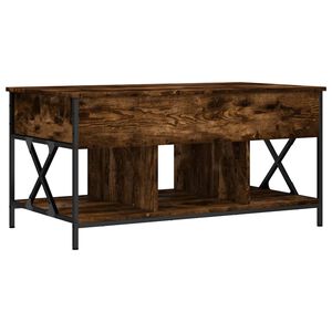 vidaXL Kavos staliukas, dūminis, 100x55x50cm, apdirbta mediena/metalas