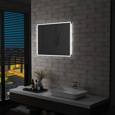 vidaXL Sieninis vonios kambario veidrodis su LED ir jutikliu, 80x60cm