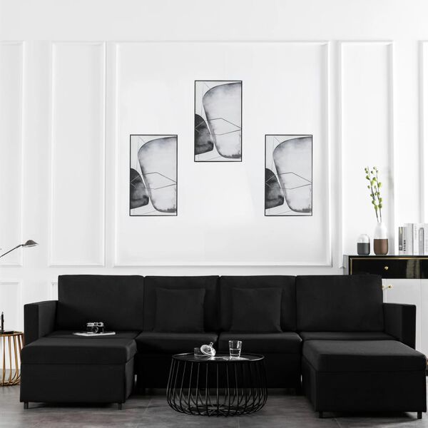 vidaXL Ištraukiama sofa-lova, juodos spalvos, audinys, keturvietė