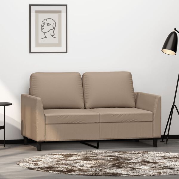 vidaXL Dvivietė sofa, kapučino spalvos, 120cm, dirbtinė oda