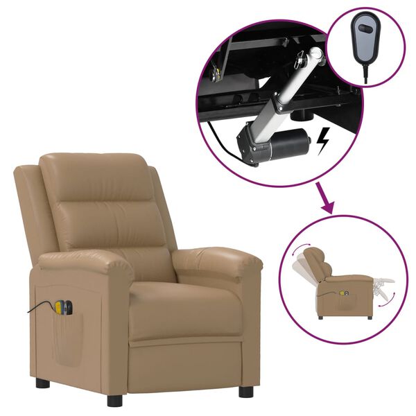 vidaXL Elektrinis masažinis krėslas, kapučino spalvos, dirbtinė oda