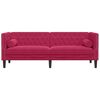 vidaXL Trivietė chesterfield sofa su pagalvėlėmis, raudona, aksomas
