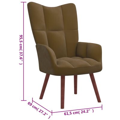 vidaXL Poilsio kėdė su pakoja, rudos spalvos, aksomas
