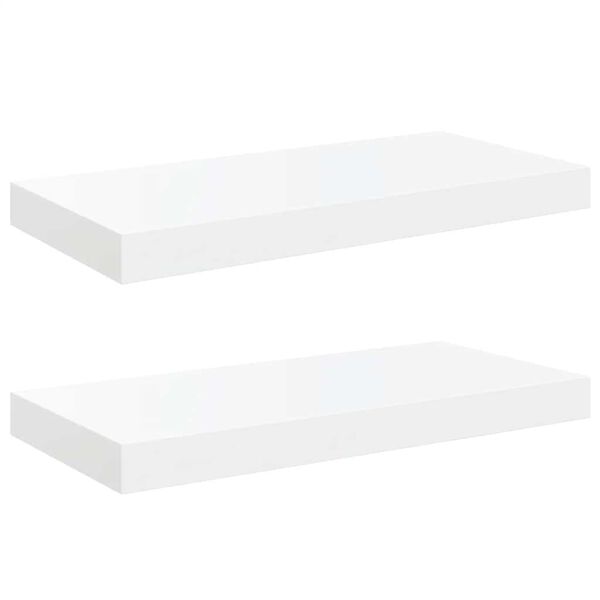 vidaXL Pakabinamos sieninės lentynos, 2vnt., baltos, 50x23x3,8cm, MDF