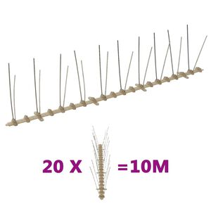 vidaXL Smaigų rinkinys nuo pauk&scaron;čių ir balandžių, 20vnt., 2 eilės, 10m