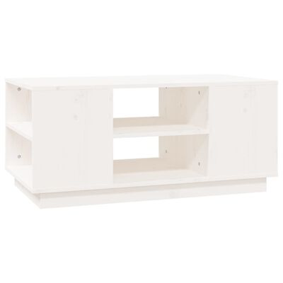 vidaXL Kavos staliukas, baltas, 90x49x40,5cm, pušies medienos masyvas