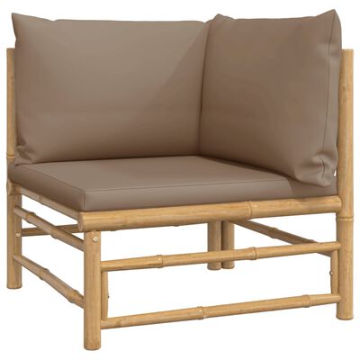 vidaXL Kampinė sodo sofos dalis su taupe pagalvėlėmis, bambukas