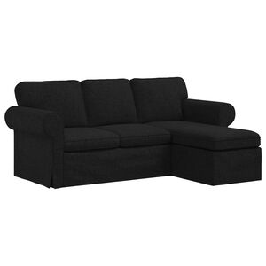 vidaXL Sofa Juoda 215 x 138 x 80 cm audinys