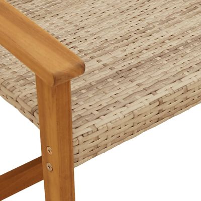 vidaXL Sodo kėdės, 2vnt., smėlio, poliratanas ir akacijos mediena