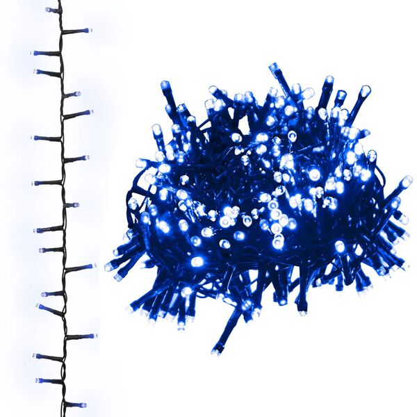 vidaXL Smulkių LED lempučių girlianda, 25m, PVC, 1000 mėlynų LED