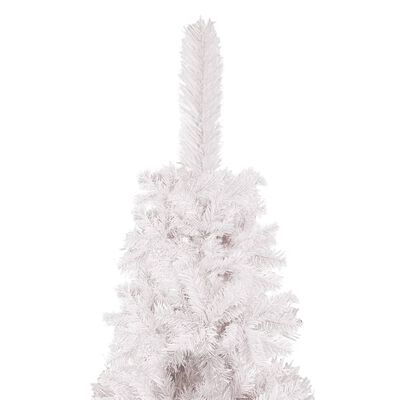 vidaXL Plona apšviesta Kalėdų eglutė su žaisliukais, balta, 240cm