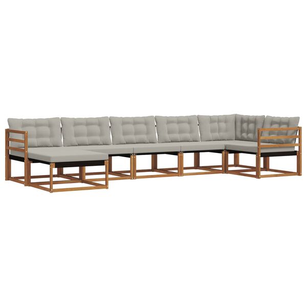 vidaXL Lauko sofos komplektas 7 pcs Natūrali ir &scaron;viesiai pilka