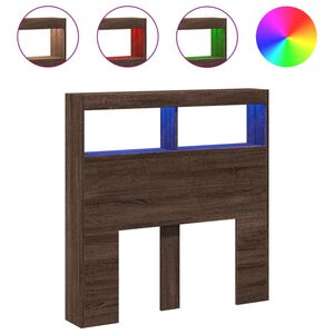 vidaXL Galvūgalis-spintelė su LED, rudos ąžuolo spalvos, 100x17x102cm