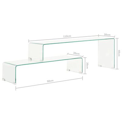 vidaXL Kavos staliukų rinkinys, 2dalių, 90x30x20/110x30x40cm, stiklas