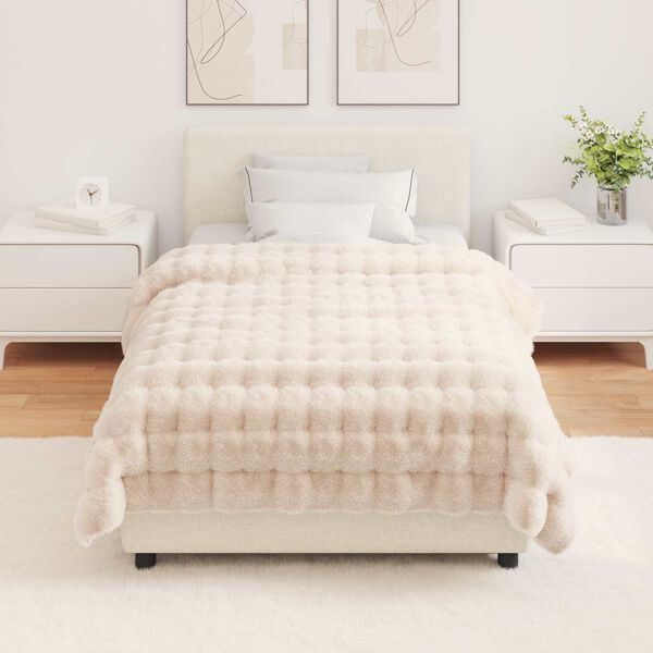 vidaXL Dirbtinio Zefyro Pūkuotas Patalynė Smėlio 130 x 150 cm