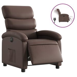 vidaXL Elektrinis atlo&scaron;iamas krėslas, rudos spalvos, dirbtinė oda